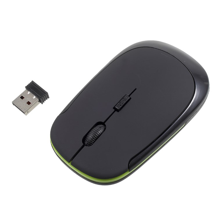 Contrast Color 2.4G Wireless Optical Mouse with 800/1600 Adjustable DPI - Black / Green-1