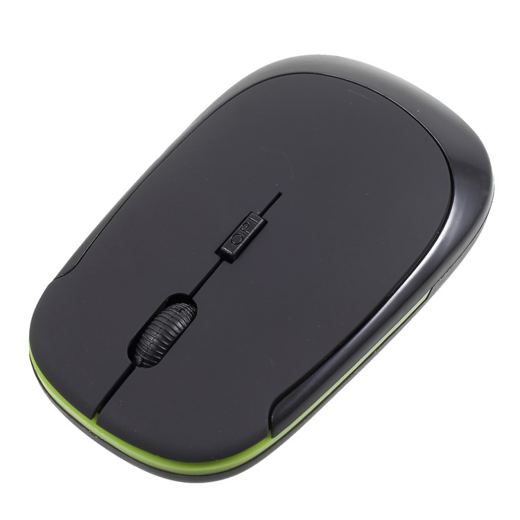 Contrast Color 2.4G Wireless Optical Mouse with 800/1600 Adjustable DPI - Black / Green-2