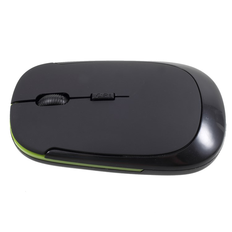 Contrast Color 2.4G Wireless Optical Mouse with 800/1600 Adjustable DPI - Black / Green-3