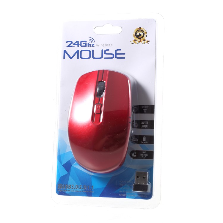 2.4GHz Wireless Optical Mouse with 3200DPI Resolution - Red-9