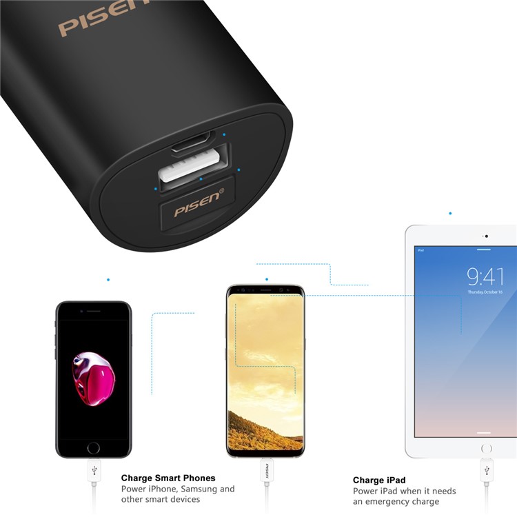PISEN Pointer Presenter Rechargeable 2.4GHz PPT Clicker Air Mouse 2500mAh Power Bank-3