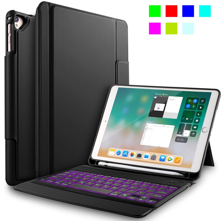 

Wireless Backlit Keyboard PU Leather Protective Case Cover for 9.7 inch iPad - Black
