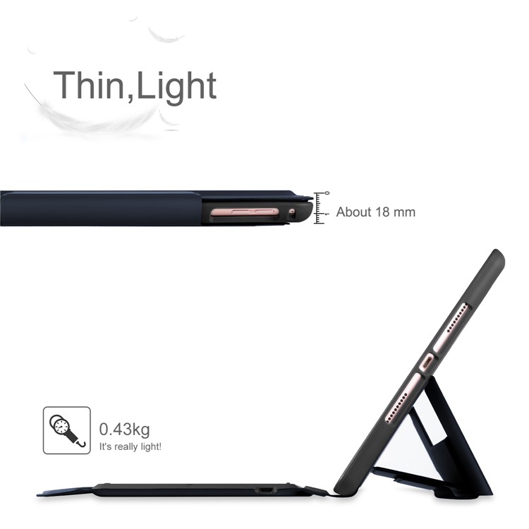 2-in-1 Wireless Bluetooth Backlit Keyboard Leather Shell Case for 9.7 inch iPad - Blue-12