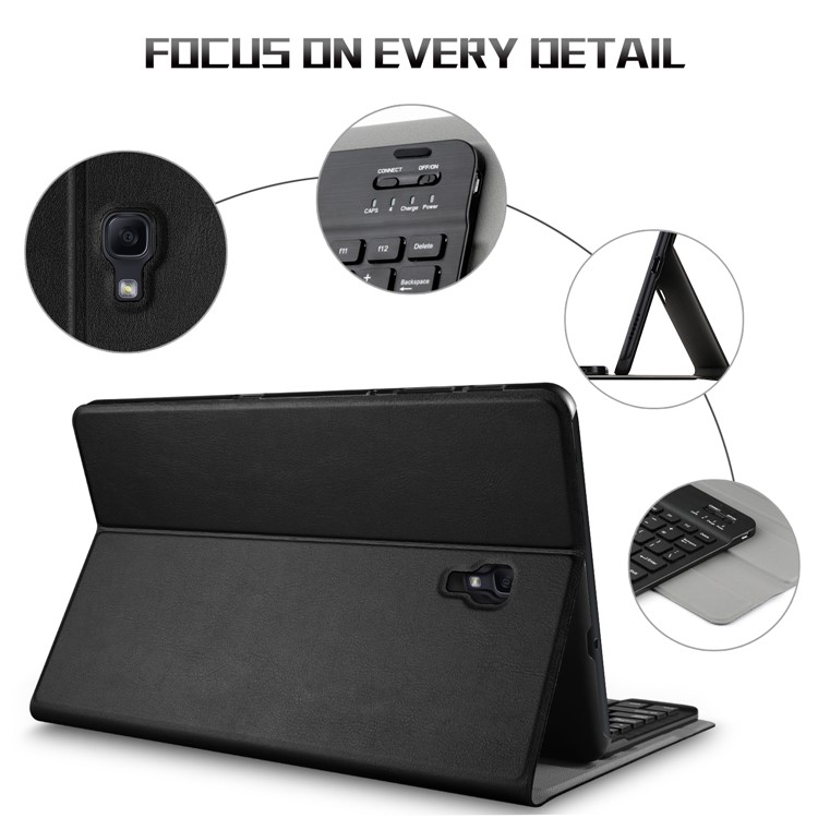 Support De Cuir Amovible Clavier Bluetooth Flip Cas Pour Samsung Galaxy Tab A 10.5 (2018) T590 T595 - Noir-4