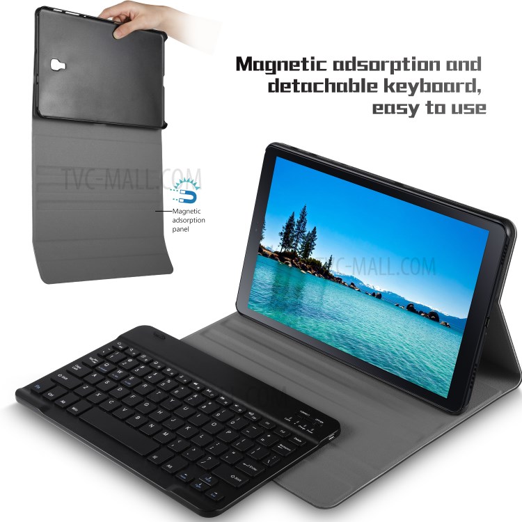 Support De Cuir Amovible Clavier Bluetooth Flip Cas Pour Samsung Galaxy Tab A 10.5 (2018) T590 T595 - Noir-9