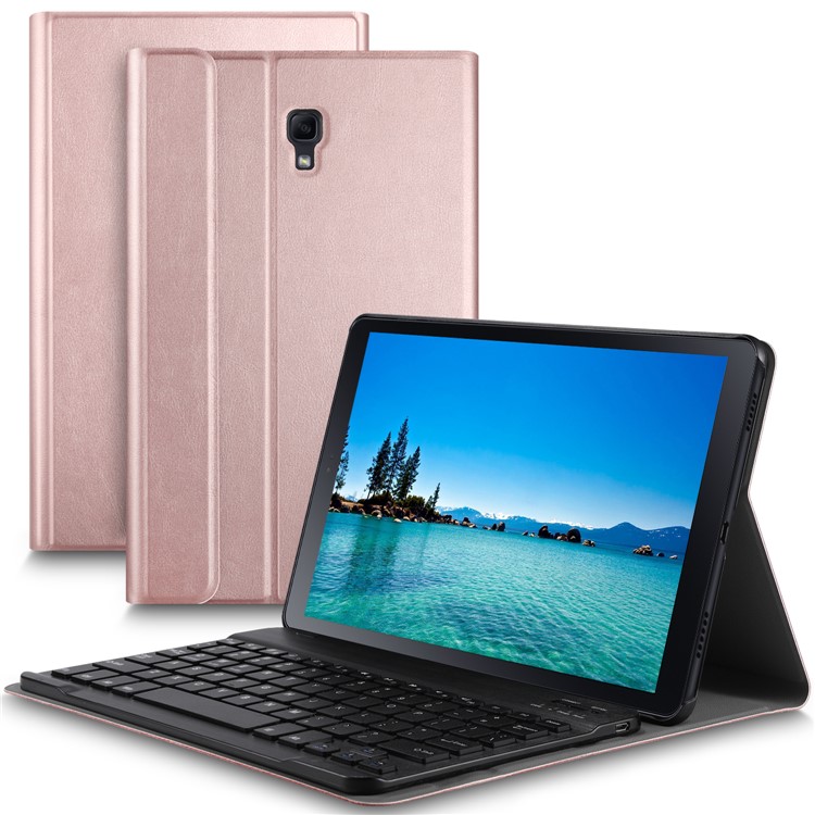 Support Cuir Amovible Clavier Bluetooth Flip Shell Pour Samsung Galaxy Tab A 10.5 (2018) T590 T595 - Or Rose-2