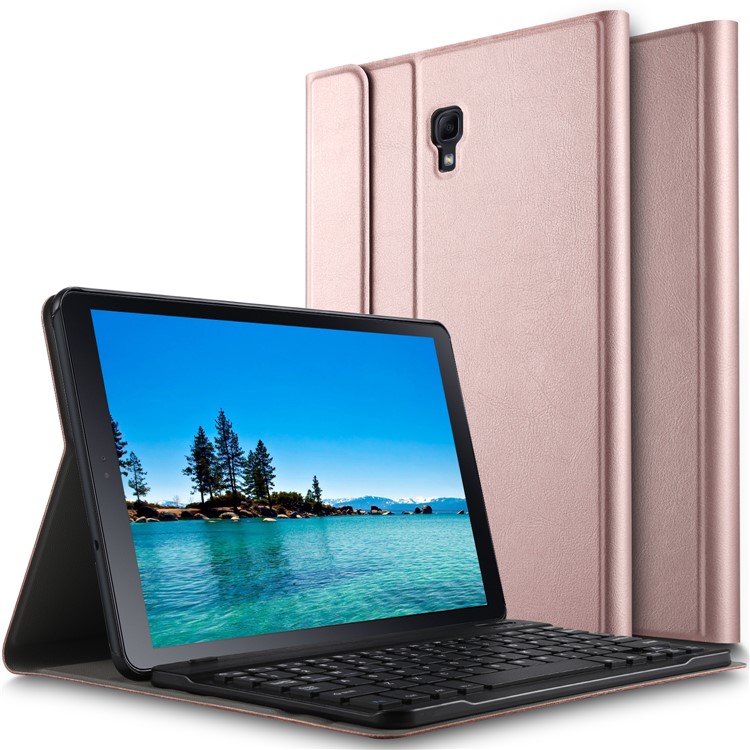 Support Cuir Amovible Clavier Bluetooth Flip Shell Pour Samsung Galaxy Tab A 10.5 (2018) T590 T595 - Or Rose-3