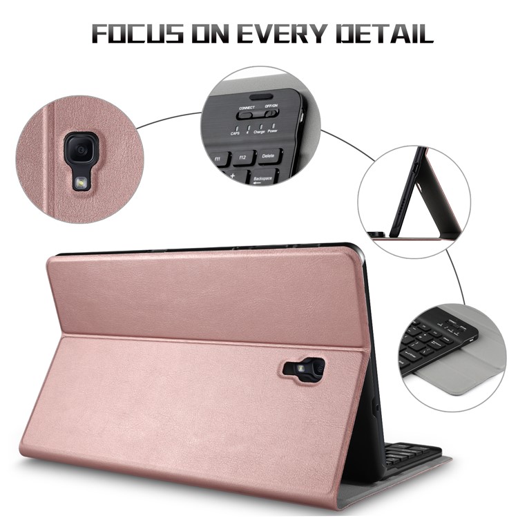 Support Cuir Amovible Clavier Bluetooth Flip Shell Pour Samsung Galaxy Tab A 10.5 (2018) T590 T595 - Or Rose-4
