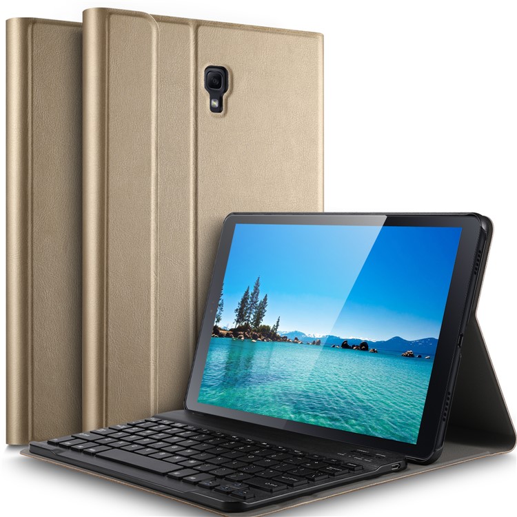 Clavier En Cuir Détachable Support Cuir Flip Boîtier Pour Samsung Galaxy Tab A 10.5 (2018) T590 T595 - Or-1