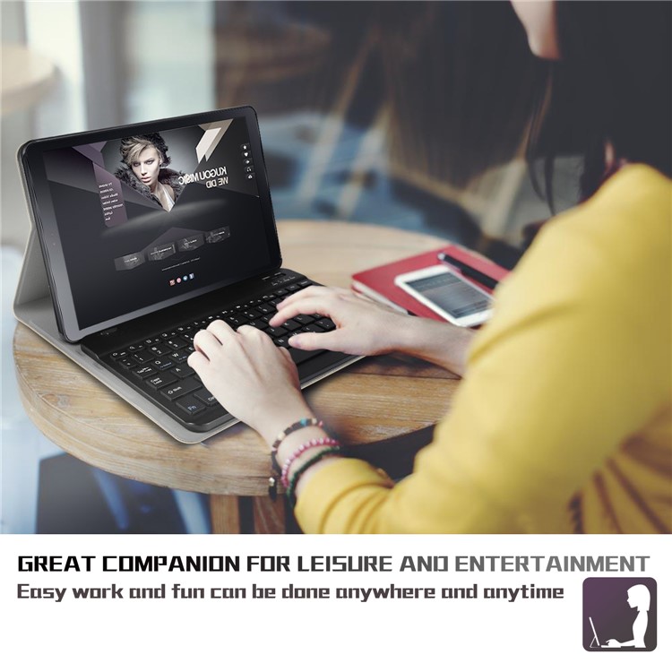 Clavier En Cuir Détachable Support Cuir Flip Boîtier Pour Samsung Galaxy Tab A 10.5 (2018) T590 T595 - Or-7