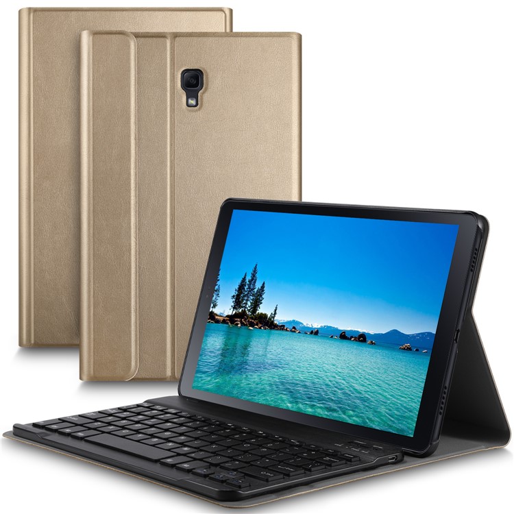 Clavier En Cuir Détachable Support Cuir Flip Boîtier Pour Samsung Galaxy Tab A 10.5 (2018) T590 T595 - Or-2