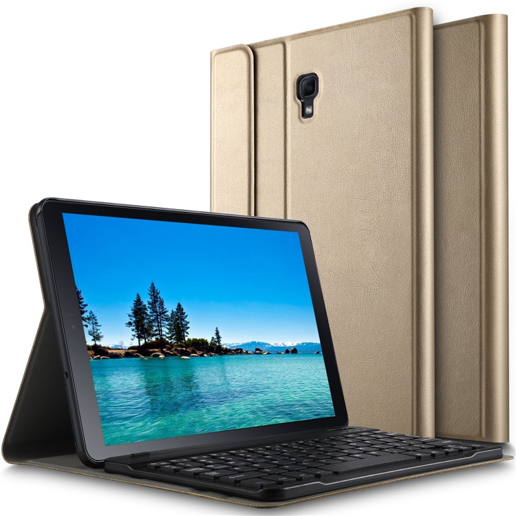 Clavier En Cuir Détachable Support Cuir Flip Boîtier Pour Samsung Galaxy Tab A 10.5 (2018) T590 T595 - Or-3