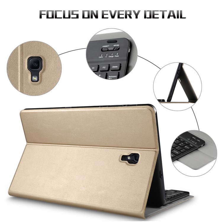 Clavier En Cuir Détachable Support Cuir Flip Boîtier Pour Samsung Galaxy Tab A 10.5 (2018) T590 T595 - Or-4