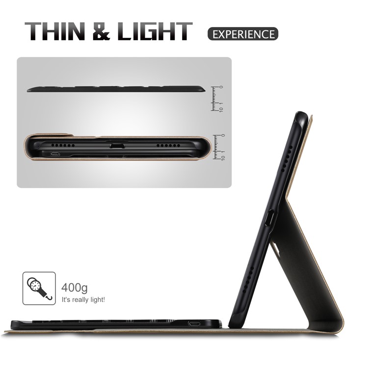 Clavier En Cuir Détachable Support Cuir Flip Boîtier Pour Samsung Galaxy Tab A 10.5 (2018) T590 T595 - Or-6