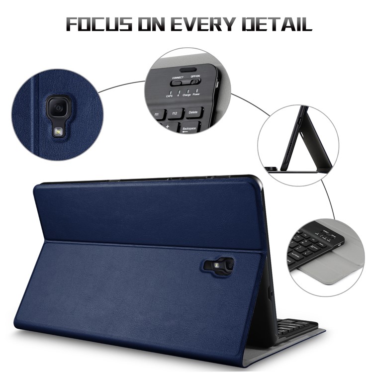 Support De Cuir Amovible Clavier Bluetooth Flip Étui De Protection Pour Samsung Galaxy Tab A 10.5 (2018) T590 T595 - Bleu-4