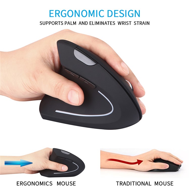 E32 Left-handed Mouse Wireless 2.4G Ergonomic Vertical 800/1200/1600 DPI Adjustable Mouse with 5 Buttons-5