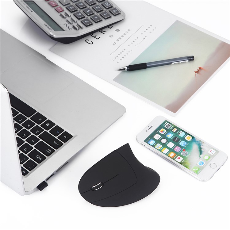 E32 Left-handed Mouse Wireless 2.4G Ergonomic Vertical 800/1200/1600 DPI Adjustable Mouse with 5 Buttons-7