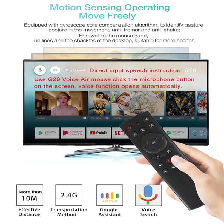 G20S 2.4G Wireless Air Mouse Gyro Voice Control Sensing Remote Control for Android TV Box PC-9