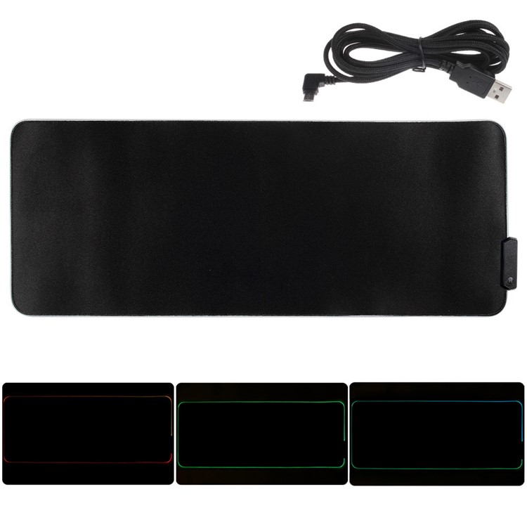 Fabric Surface RGB Lighting Gaming Mouse Pad USB Wired Computer Mice Mat, Size: 31 x 12"-1