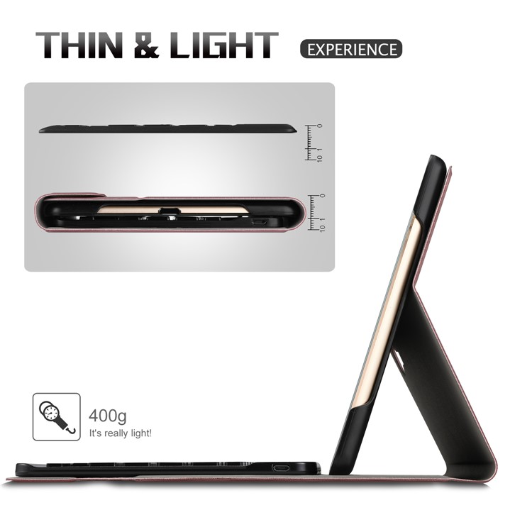 2-in-1 Detachable Bluetooth Keyboard Leather Stand Case for iPad mini (2019) 7.9 inch - Rose Gold-7