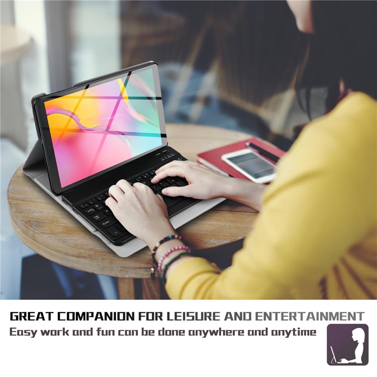 2-in-1 Detachable Bluetooth Keyboard Leather Stand Case for Samsung Galaxy Tab A 10.1 (2019) T510/515 - Black-6