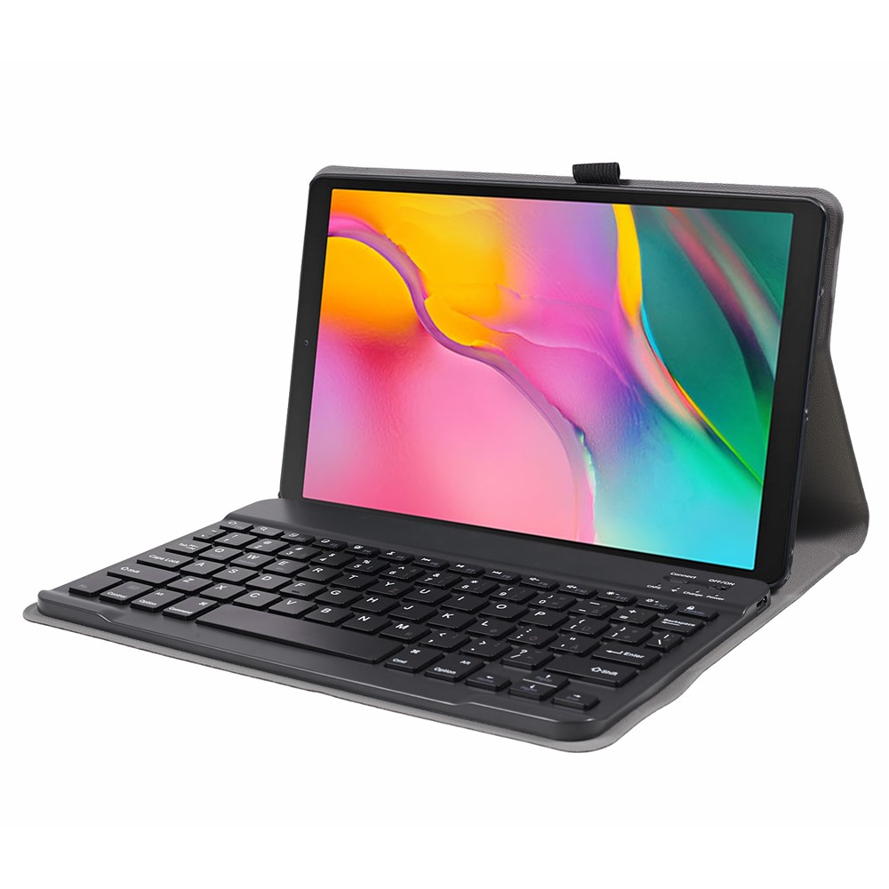 For Samsung Galaxy Tab A 10.1 (2019) SM-T515 SM-T510 Bluetooth Keyboard and Detachable Leather Flip Casing (German Version) - Black-7