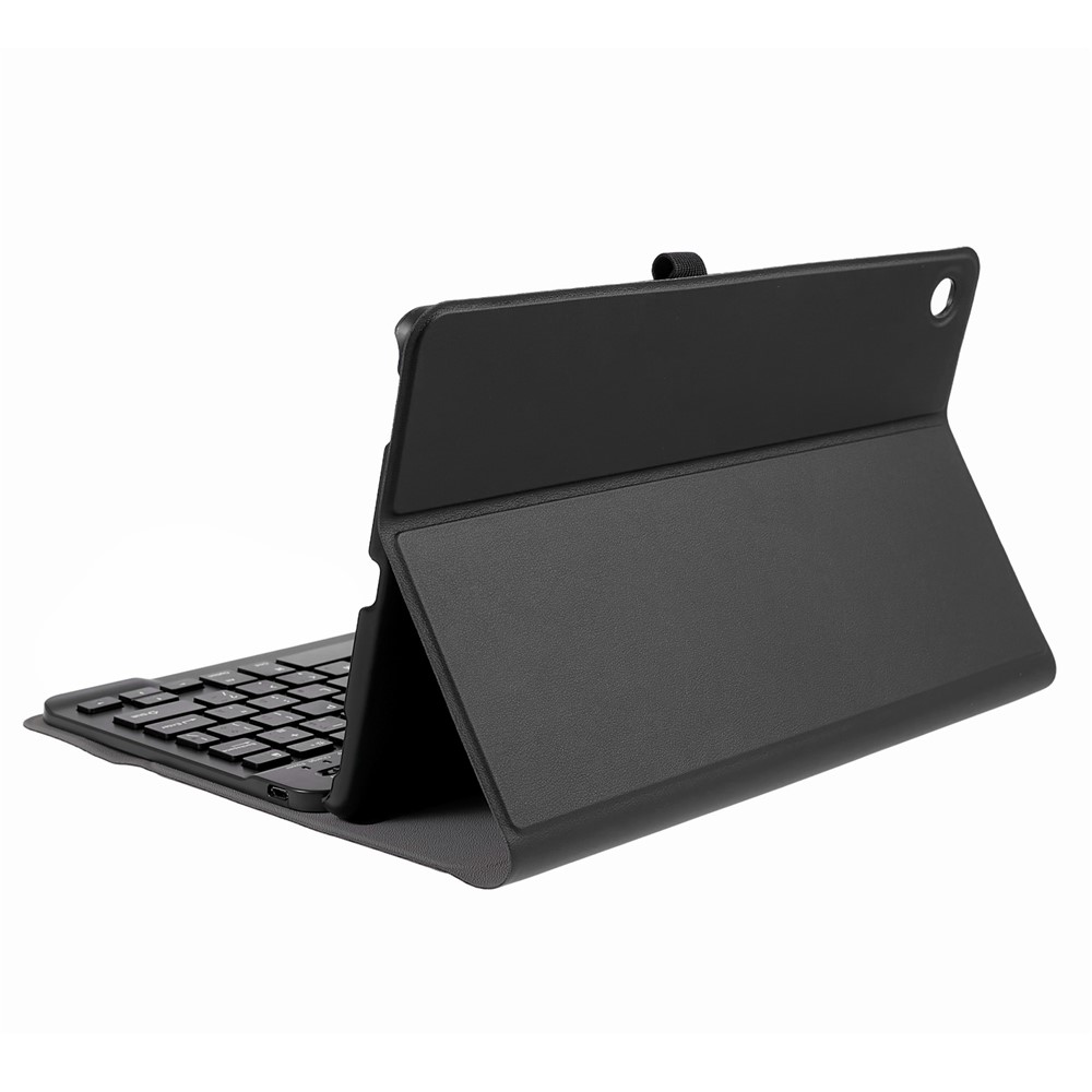 For Samsung Galaxy Tab A 10.1 (2019) SM-T515 SM-T510 Bluetooth Keyboard and Detachable Leather Flip Casing (German Version) - Black-8