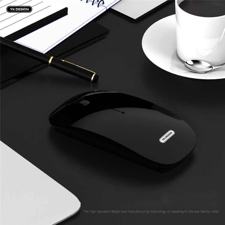 YK-W10 Rechargaeable Noiseless 2.4G Wireless Mouse with Nano Receiver for Notebook, PC, Laptop - Black-2