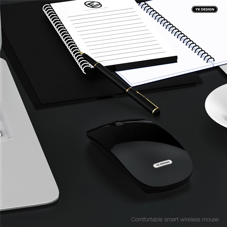 YK-W10 Rechargaeable Noiseless 2.4G Wireless Mouse with Nano Receiver for Notebook, PC, Laptop - Black-3