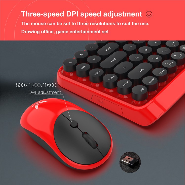 LD-WKM800 2.4G Wireless 84 Keyboard Keys 4 Mouse keys Mouse+Keyboard Set - Black / Red-13