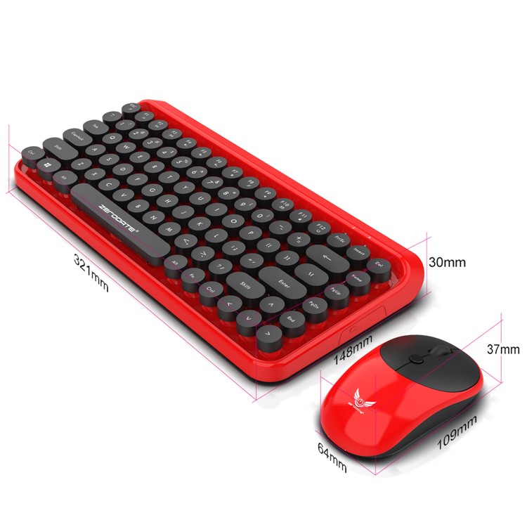 LD-WKM800 2.4G Wireless 84 Keyboard Keys 4 Mouse keys Mouse+Keyboard Set - Black / Red-15