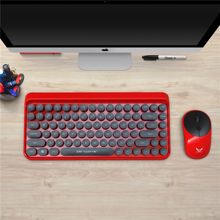 LD-WKM800 2.4G Wireless 84 Keyboard Keys 4 Mouse keys Mouse+Keyboard Set - Black / Red-16