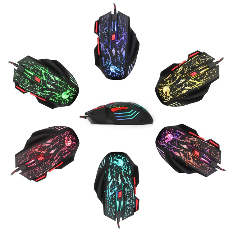 HXSJ H300 Stream Crack Seven Colors Lightning Professional Game Mouse-2