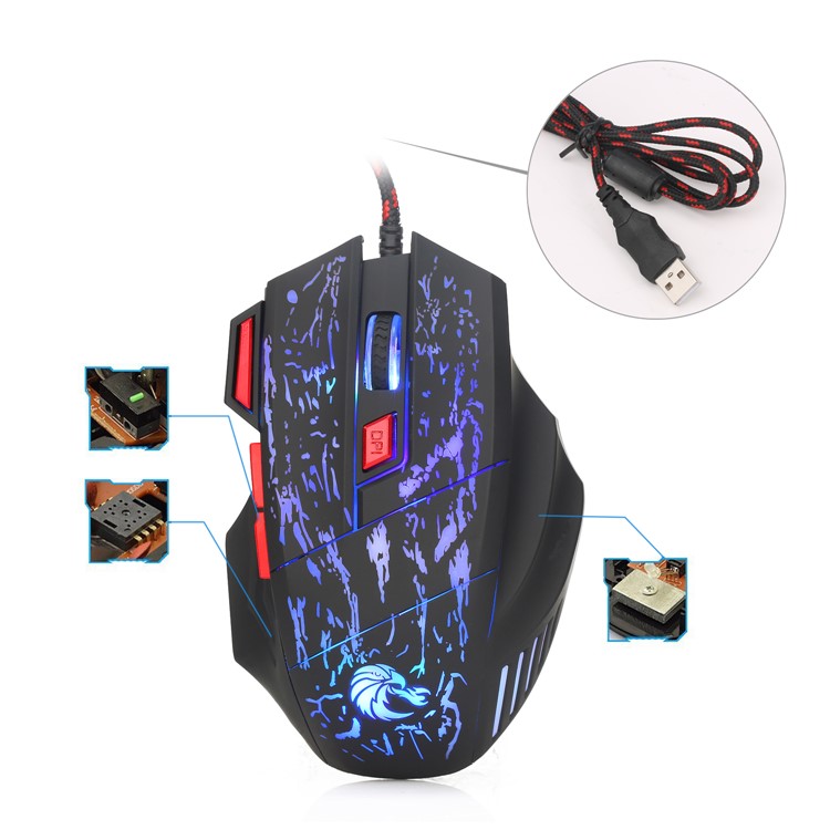 HXSJ H300 Stream Crack Seven Colors Lightning Professional Game Mouse-3