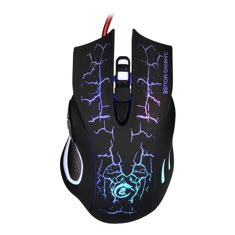 HXSJ A888 Crack Six Buttons Seven Colors Lightning Game Mouse for High-end Professional Players - Black-6