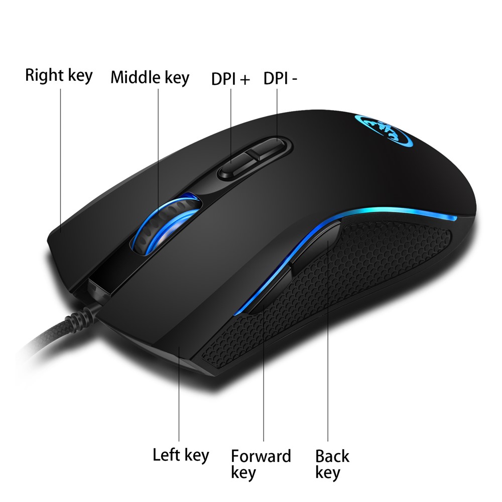 HXSJ A869 Seven Lightning Colors Game Four Gears Adjustment Electronic Sports Mouse-4