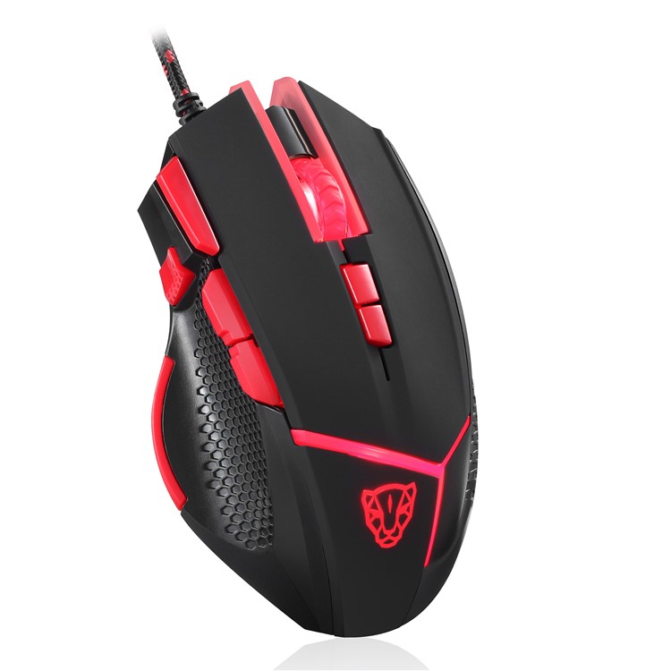 MOTOSPEED V18 Wired 4000 DPI 9 Buttons Optical Gaming Mouse with LED Backlight - Black / Red-2