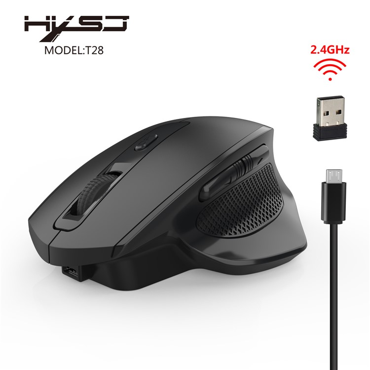 HXSJ T28 Vertical Wireless Silent Rechargeable Mouse - Black-3