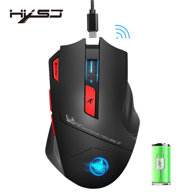 HXSJ T88 Colorful Backlight Turn-off Design Adjustable 4800 DPI Wireless Game Mouse - Black-10