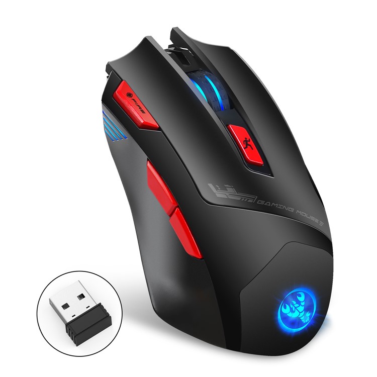 HXSJ T88 Colorful Backlight Turn-off Design Adjustable 4800 DPI Wireless Game Mouse - Black-11