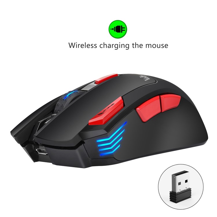 HXSJ T88 Colorful Backlight Turn-off Design Adjustable 4800 DPI Wireless Game Mouse - Black-13