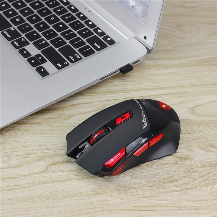 HXSJ T88 Colorful Backlight Turn-off Design Adjustable 4800 DPI Wireless Game Mouse - Black-19