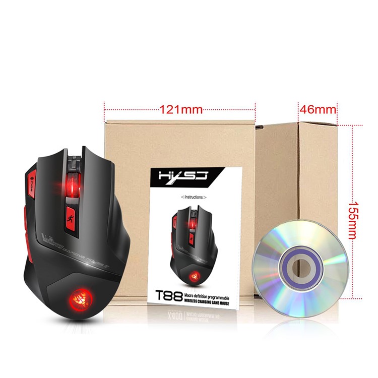 HXSJ T88 Colorful Backlight Turn-off Design Adjustable 4800 DPI Wireless Game Mouse - Black-21