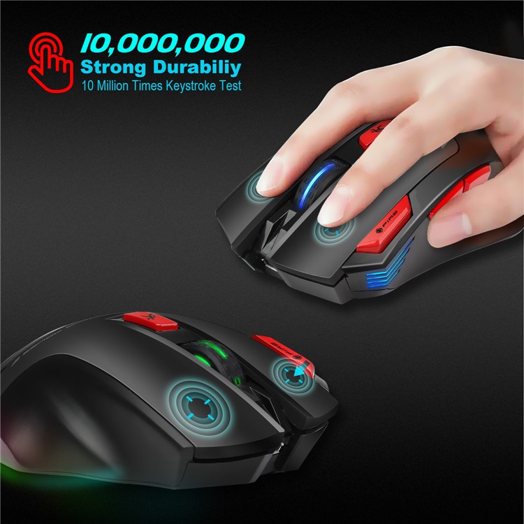 HXSJ T88 Colorful Backlight Turn-off Design Adjustable 4800 DPI Wireless Game Mouse - Black-5