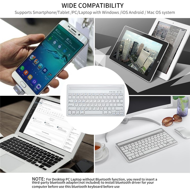 Chargable 350mAh Bluetooth 3.0 Keyboard Wireless Phone Tablet Holder Platform Stand-5