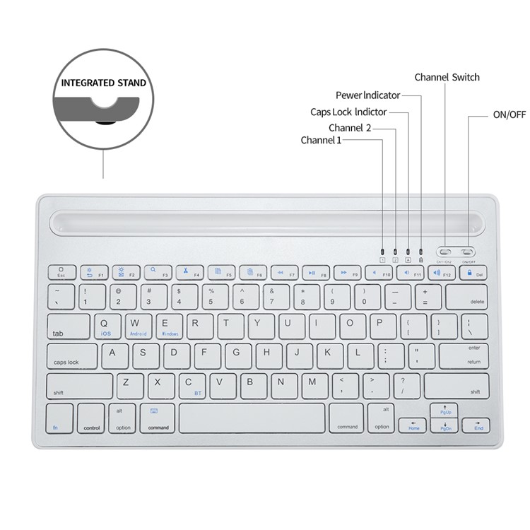 Chargable 350mAh Bluetooth 3.0 Keyboard Wireless Phone Tablet Holder Platform Stand-7