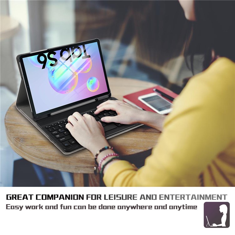 Bluetooth Keyboard and Detachable Leather Shell for Samsung Galaxy Tab S6 SM-T860/SM-T865 - Rose Gold-6