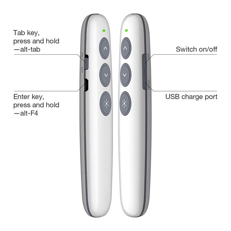 DOOSL Laser Wireless Presenter 2.4GHz Rechargeable Supports PowerPoint, Keynote and Prezi Page