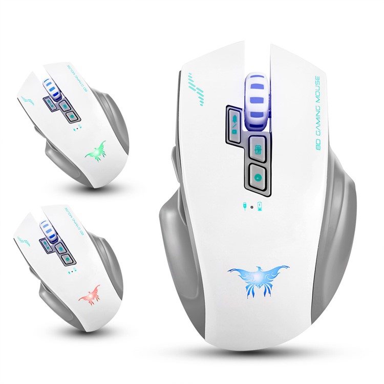 COMBATERWING W100 Rechargeable 2.4G Wireless Gaming Mice with 4 Adjustable DPI Levels - White-1