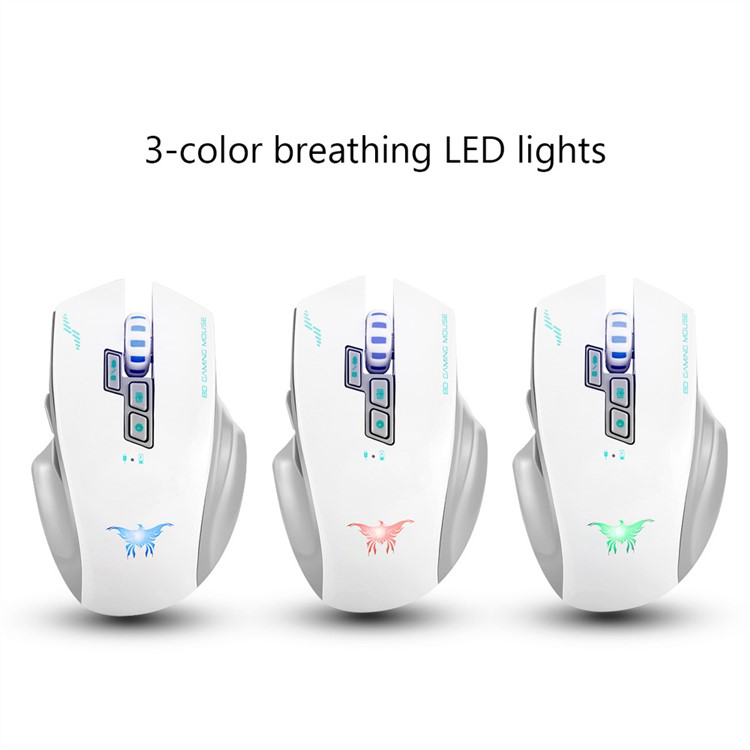 COMBATERWING W100 Rechargeable 2.4G Wireless Gaming Mice with 4 Adjustable DPI Levels - White-6